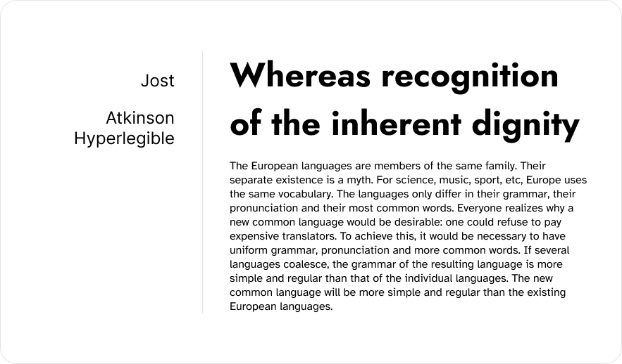 Fonts Pairing: Jost & Atkinson Hyperlegible